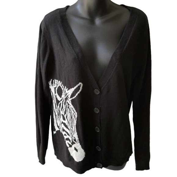 Xhilaration Black and White Zebra Cardigan - Picture 2 of 6